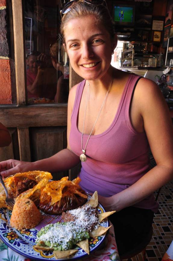 Almoçando cordeiro em Cholula, no México